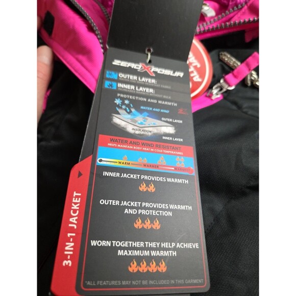 Zeroxposur 3-in-1 WINTER Snow JACKET Ski GIRLS Sz 4-5 XS Black Pink NEW W/ TAGS - Picture 12 of 13